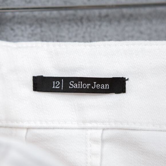 TALBOTS Sailor Jeans Cropped Button Front Stretch Cotton Pants White Womens 12 - Picture 8 of 9